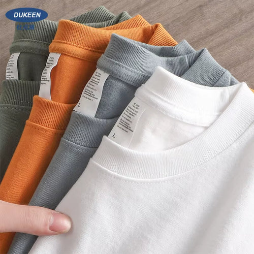 280Gsm Oversized Heavy T-Shirt for Men Summer Short Sleeve Tee Cotton Solid Color Top Casual T Shirts One Piece
